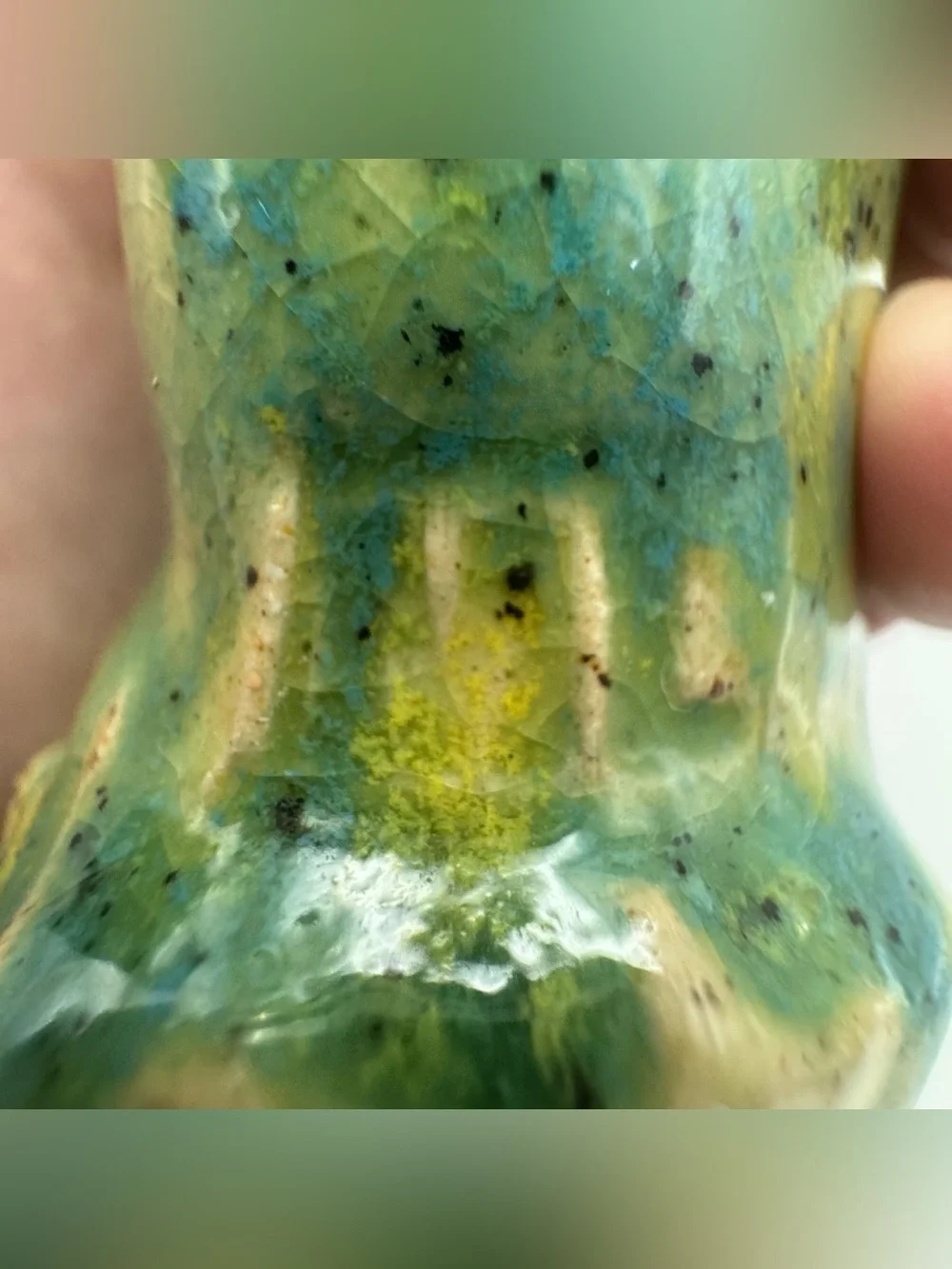 Vintage ML Studio Art Pottery Vases Pair Organic Sculptural Blue Green